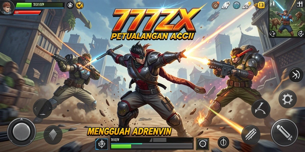 Gameplay seru 777ZX dengan aksi mendebarkan dan karakter unik.