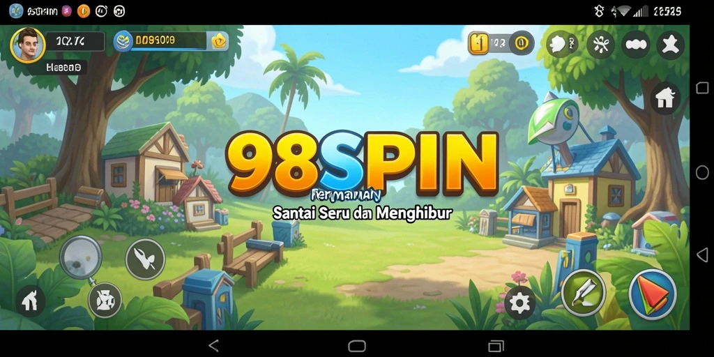 Tangkapan layar utama 98SPIN menunjukkan gameplay santai yang menghibur.