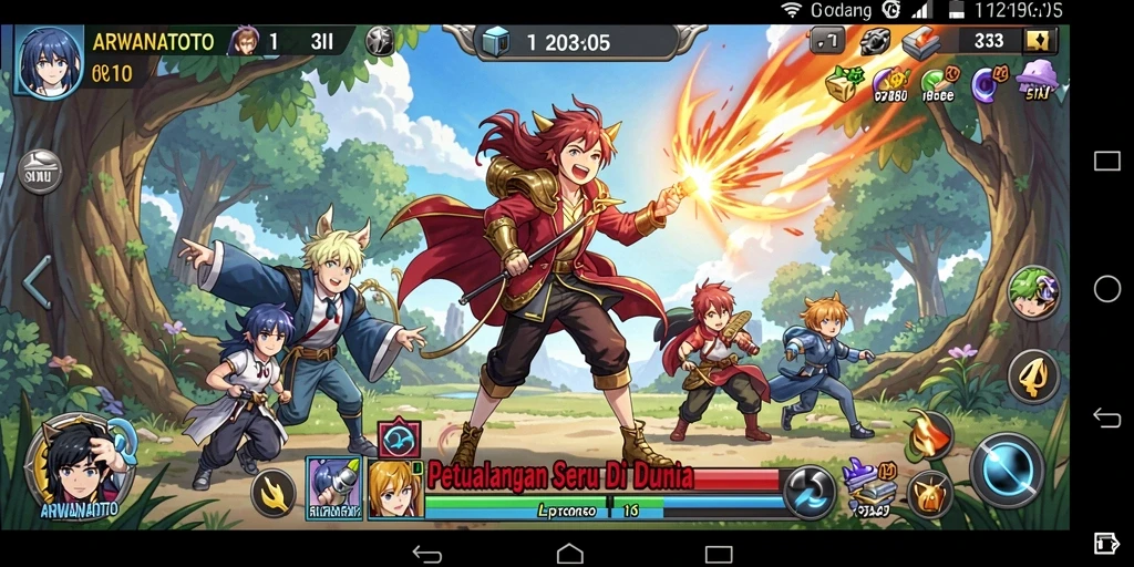 Gameplay seru ARWANATOTO dengan karakter anime yang unik dan grafis menawan.