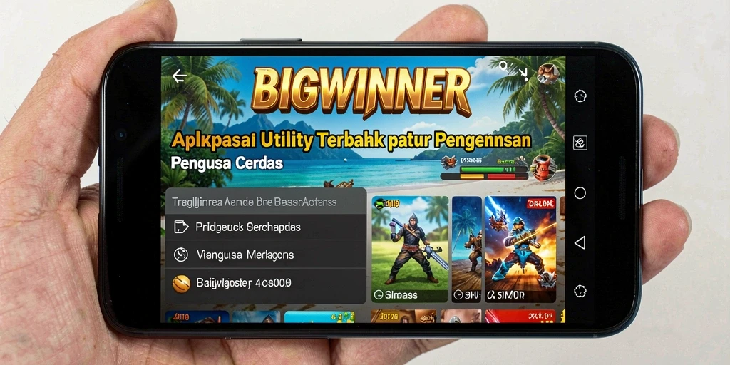 Tangkapan layar utama BIGWINNER menampilkan fitur optimasi perangkat yang canggih.