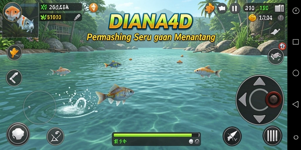 Tampilan seru gameplay memancing di DIANA4D.