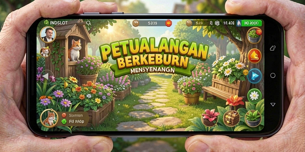 Tampilan gameplay menarik dengan kebun yang subur dan beragam tanaman.