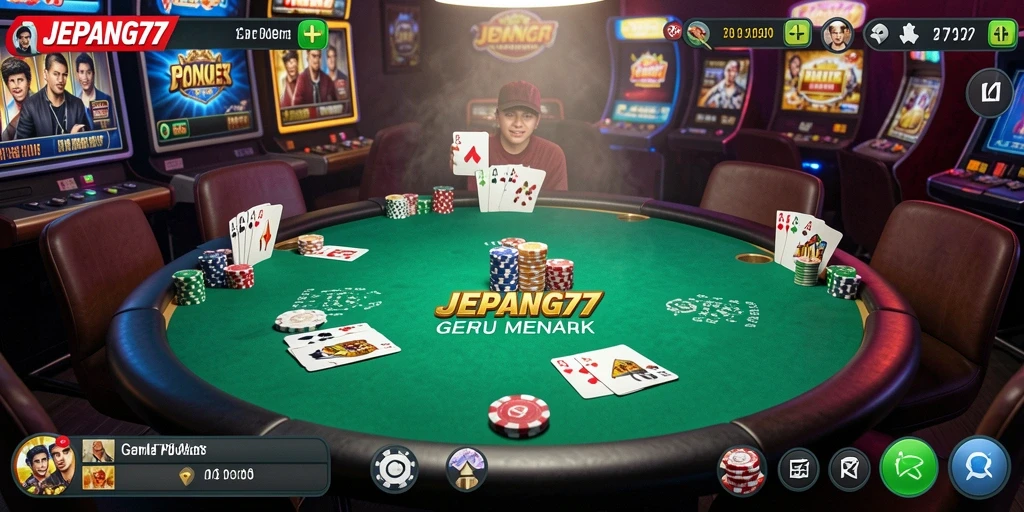 Tampilan gameplay seru dari JEPANG77 dengan momen Poker yang mendebarkan.