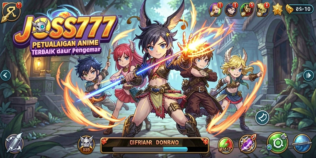 Screenshot menampilkan momen seru dalam permainan JOSS777 dengan karakter anime yang menarik.