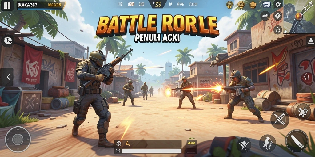 Screenshot KAKA303 menampilkan aksi seru dalam pertempuran Battle Royale.