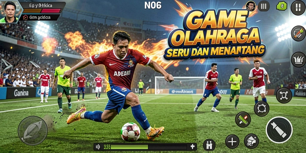 Tampilan gameplay N06 yang menampilkan aksi olahraga yang mendebarkan.