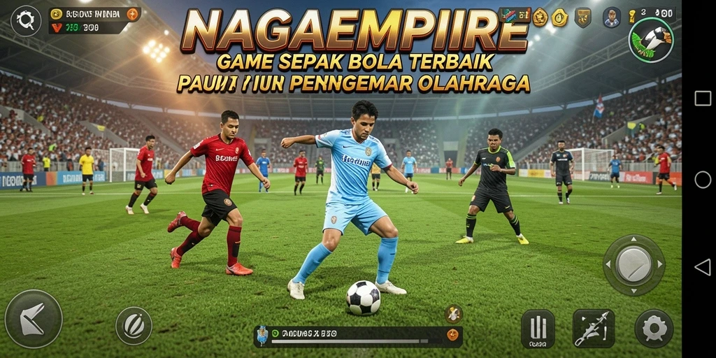 Tampilan seru gameplay NAGAEMPIRE dengan aksi sepak bola yang mendebarkan.