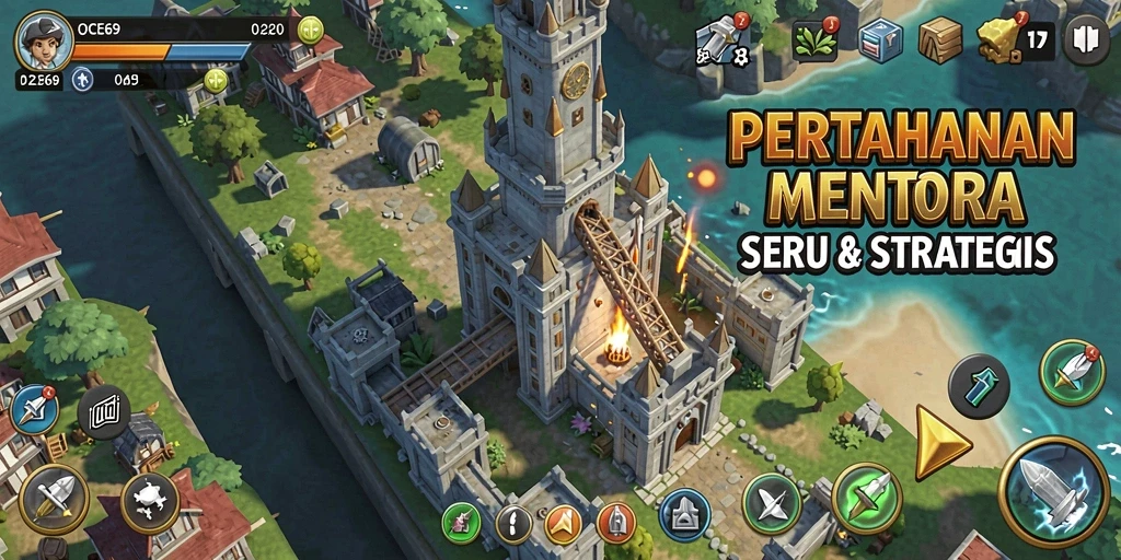 Tampilan gameplay OCE69 dengan aksi Tower Defense yang mendebarkan.