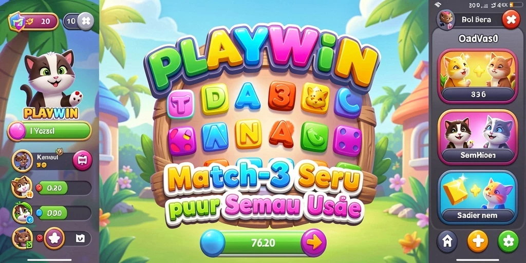 Tampilan gameplay seru dari game Match-3 PLAYWIN.