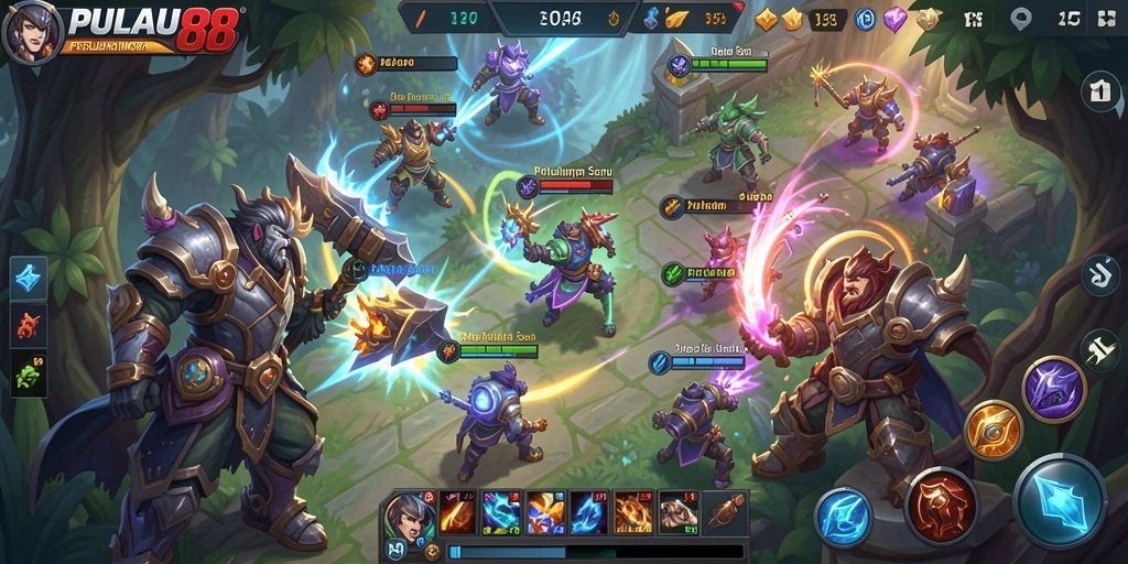 Screenshot gameplay PULAU88 menunjukkan aksi pertarungan yang mendebarkan.