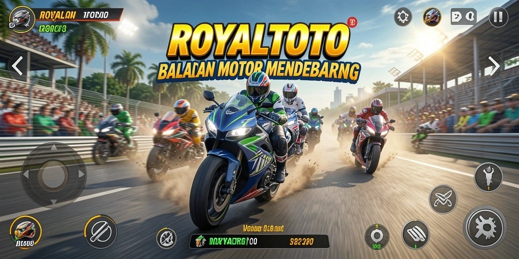 Tampilan gameplay balapan motor yang menarik di ROYALTOTO.