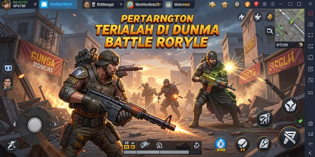 Screenshot gameplay RP6789 menampilkan aksi menegangkan dalam pertempuran Battle Royale.