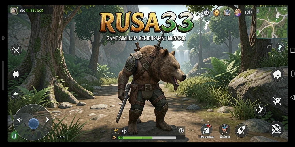 Tangkapan layar RUSA33 menampilkan karakter dalam simulasi kehidupan yang penuh warna.