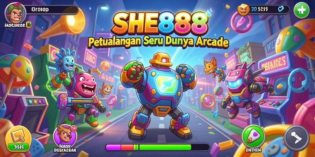 Tampilan menampilkan aksi seru dalam permainan Arcade SHE888.
