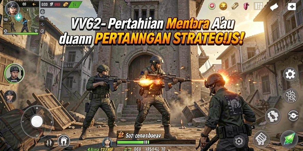 Tampilan screenshot gameplay menakjubkan dari VV62 yang menunjukkan aksi pertahanan menara.