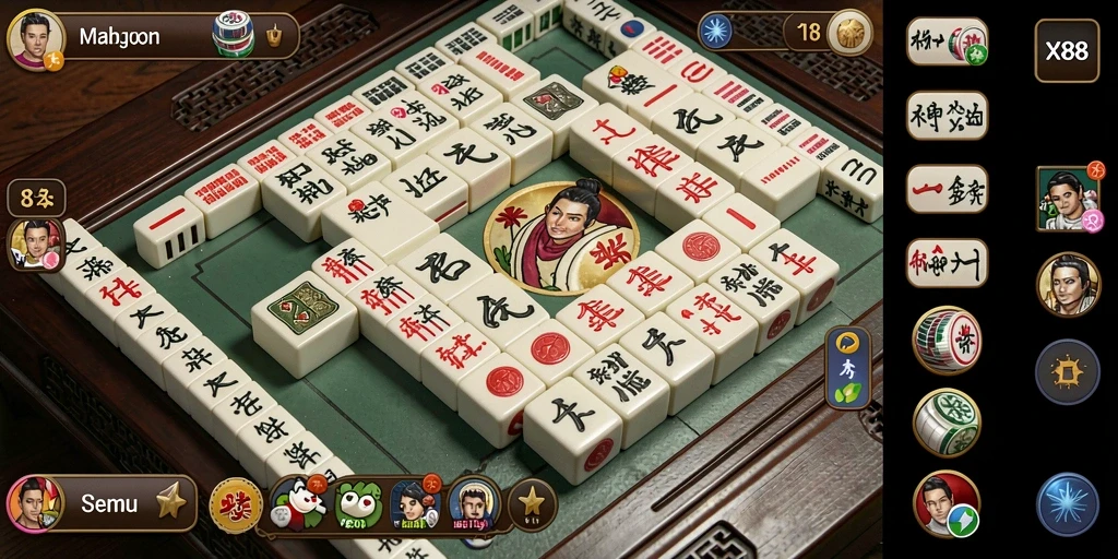 Screenshot gameplay X88 menunjukkan keseruan bermain Mahjong.
